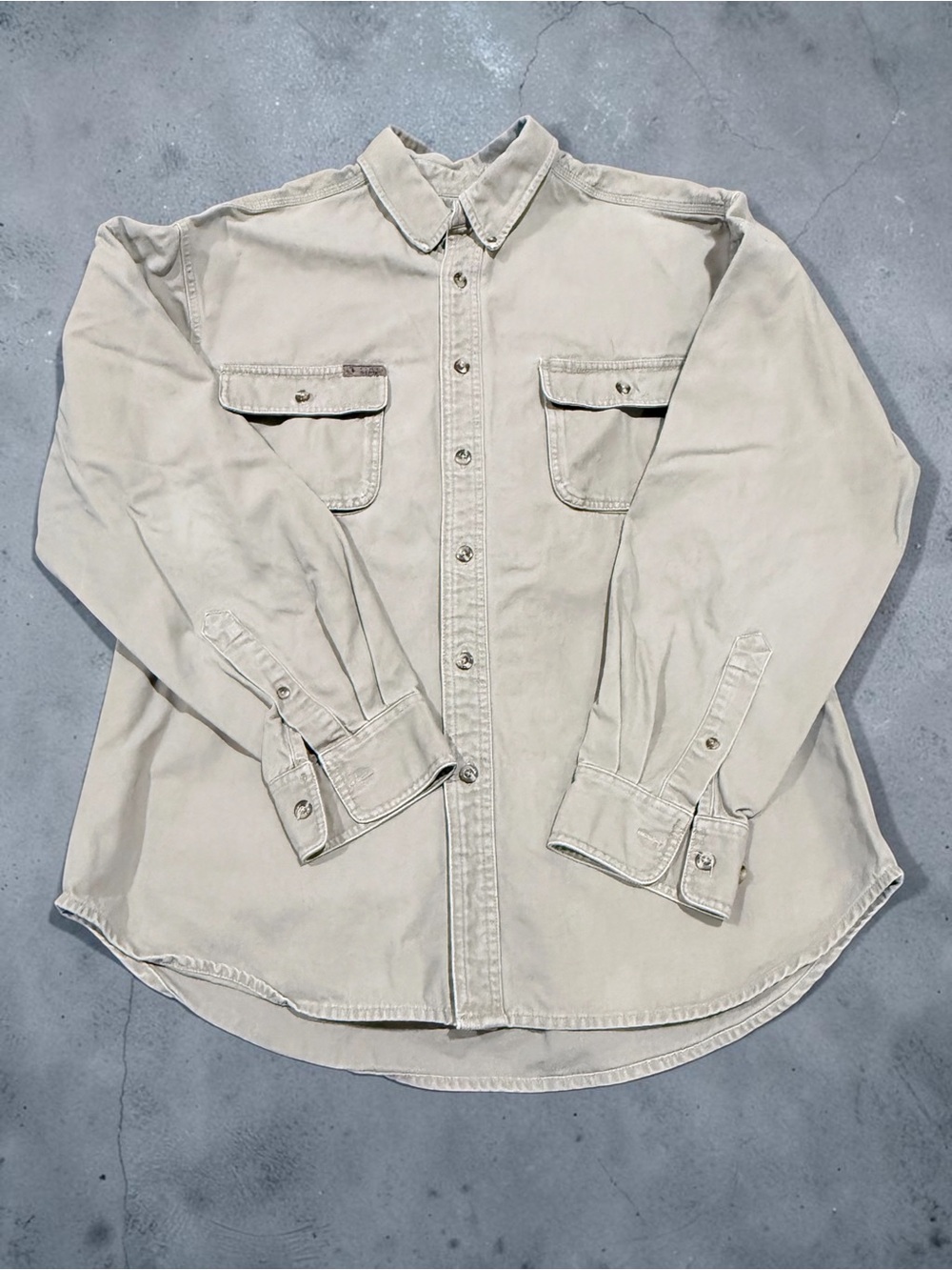 GANDER MOUNTAIN Guide Series Men Long-Sleeve Button-Up Shirt in Light Beige SZ M
